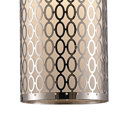 Deco Charon Single Oval Pattern Pendant 1 Light E27 Polished Chrome