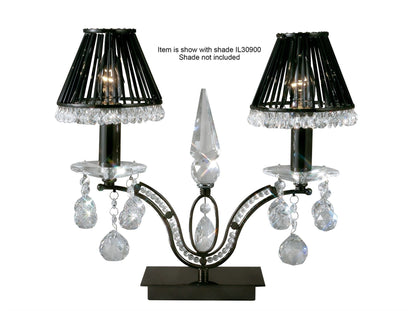 Diyas Tara Table Lamp 2 Light E14 Black Chrome/Crystal, NOT LED/CFL Compatible