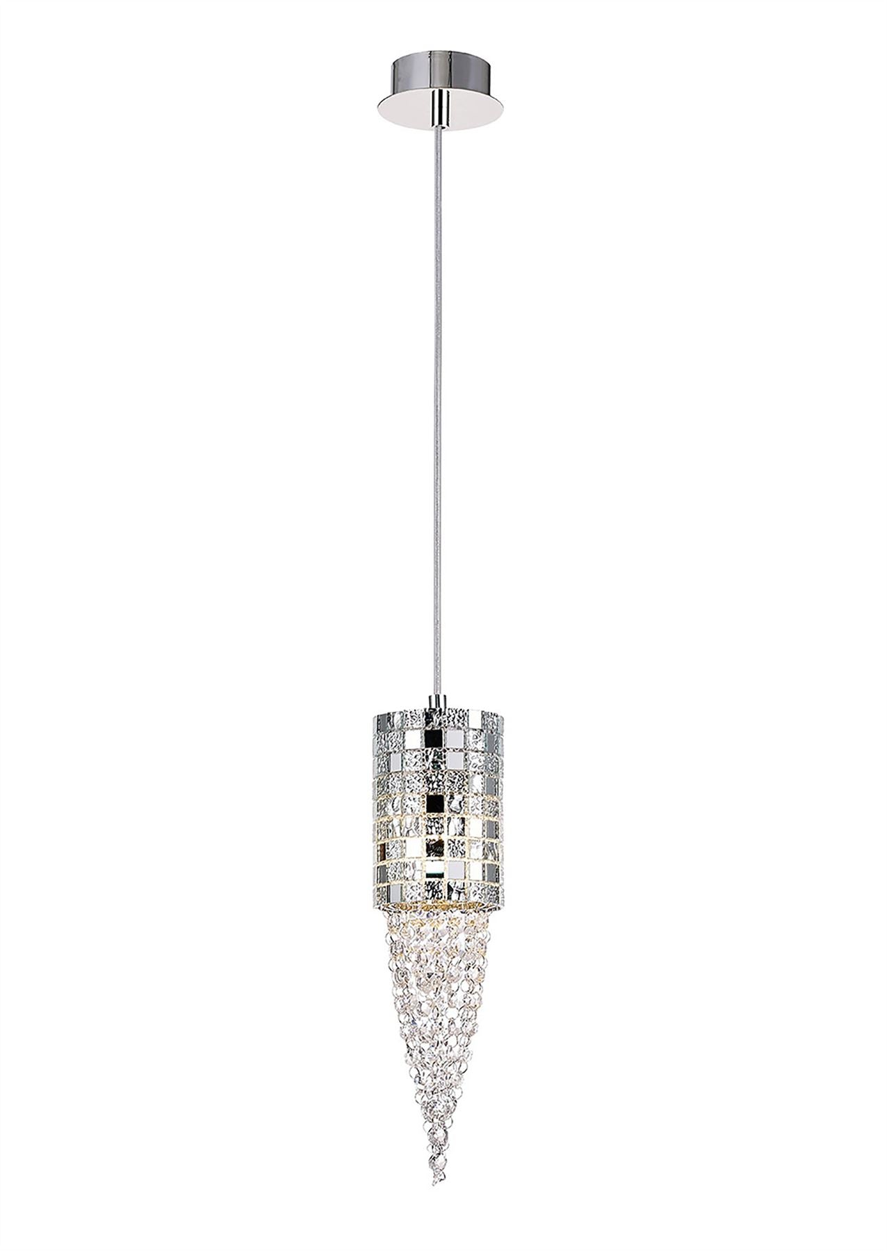 Diyas Camden 10cm Single  1 Light G9 Polished Chrome/Mosaic Glass/Crystal Ceiling Pendant Light Fitting