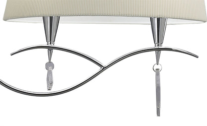 Mantra M1642 Mara Linear Pendant 2 Arm 4 Light E14, Polished Chrome with Ivory White Shades