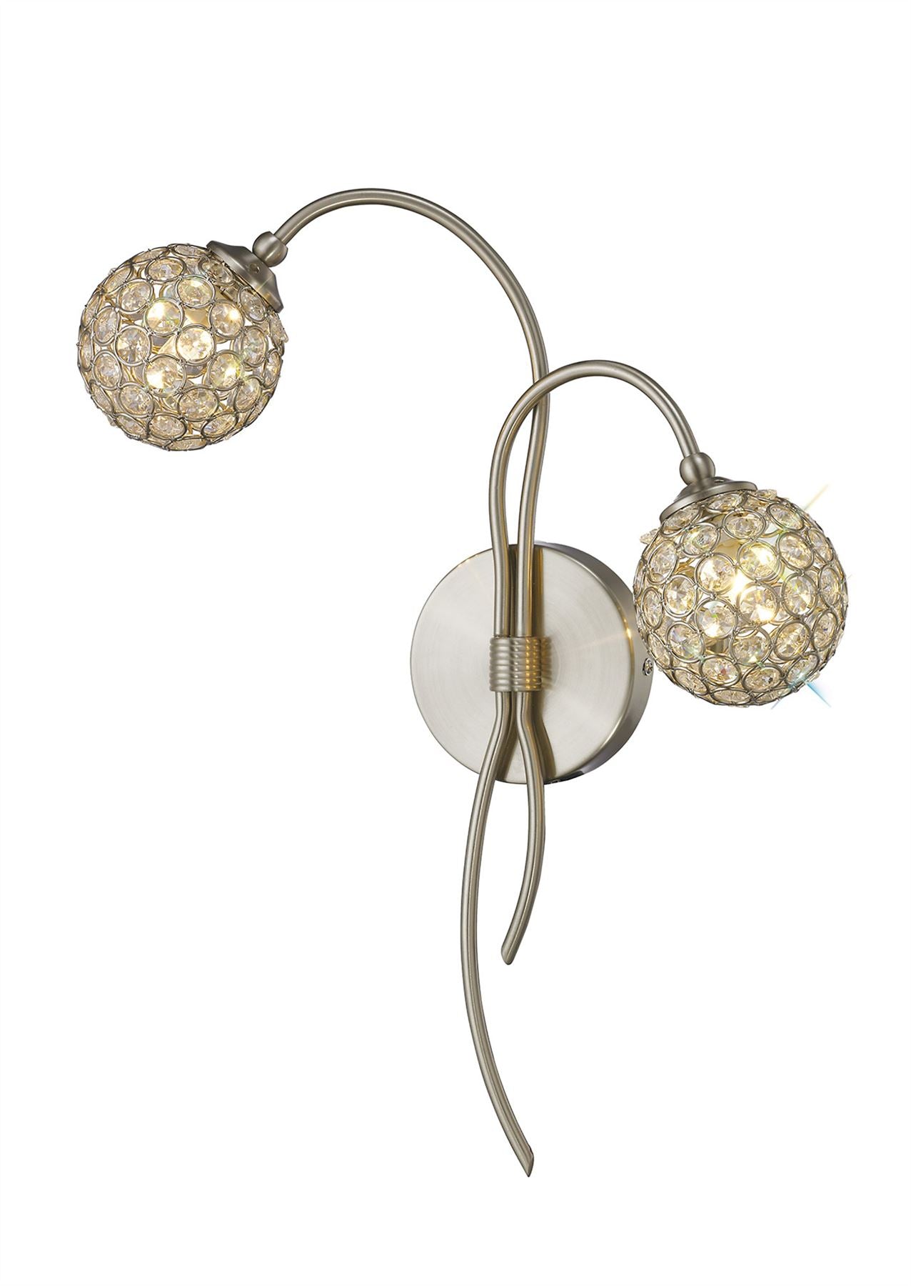 Diyas Apollo Wall Light 2 Light G9 Satin Nickel/Crystal