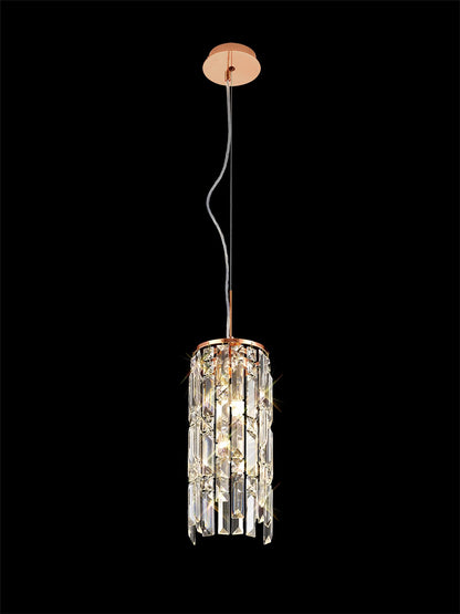 Diyas Maddison 15cm  Cylinder 2 Light G9 Rose Gold/Crystal Ceiling Pendant Light Fitting