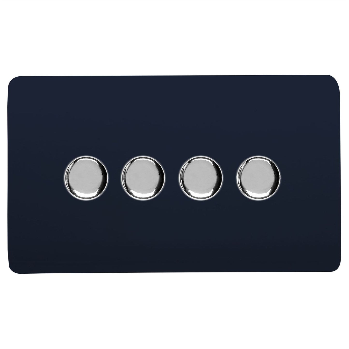 Trendi 4 Gang 2 Way 240V 100w LED Dimmer Screwless Raised Front Plate Plastic Artistic Modern Glossy 10 Amp Chrome Single Electrical Wall Light Switch in Navy - ART-4LDMNV