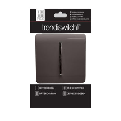 Trendi 1 Gang 2 Way 240V Screwless Artistic Modern Glossy 10 Amp Chrome Rocker Electrical Wall Light Switch in Dark Brown (3 pack)