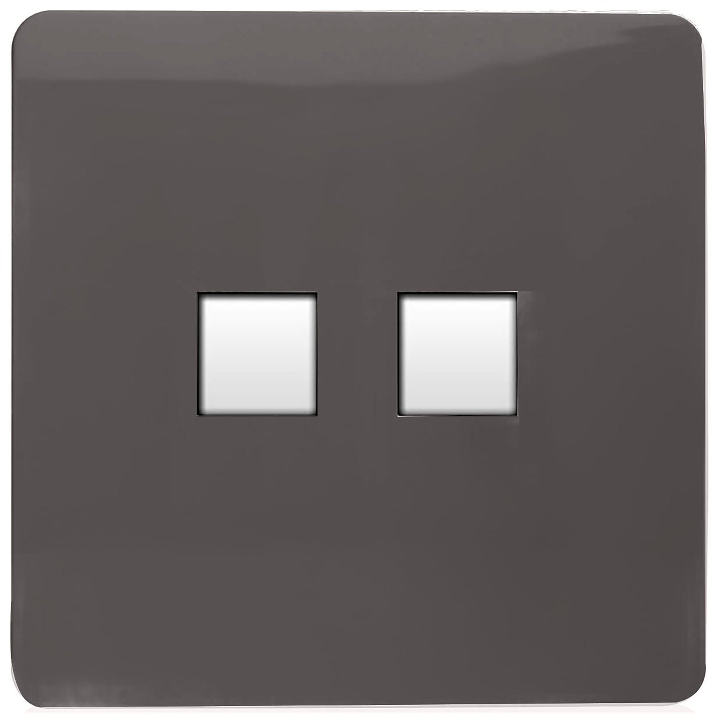 Trendi Artistic Modern Glossy Tactile 2 Gang Telephone Socket Dark Brown