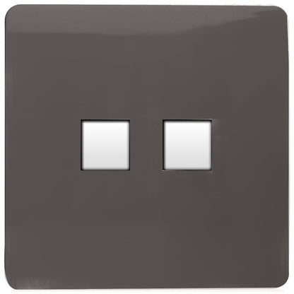 Trendi Artistic Modern Glossy Tactile 2 Gang Telephone Socket Dark Brown