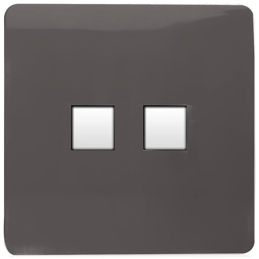 Trendi Artistic Modern Glossy Tactile 2 Gang Telephone Socket Dark Brown
