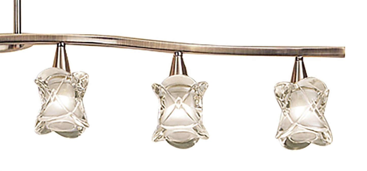 Mantra Rosa Del Desierto Telescopic Linear Pendant Line 6 Light G9, Antique Brass