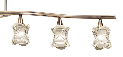 Mantra Rosa Del Desierto Telescopic Linear Pendant Line 6 Light G9, Antique Brass