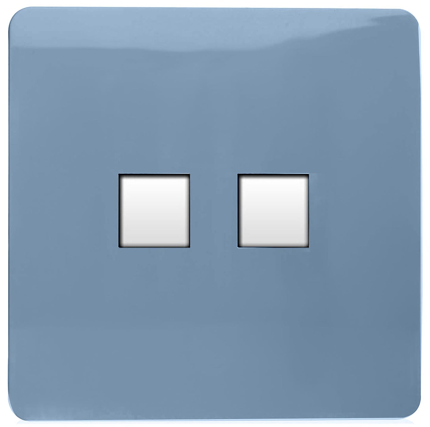 Trendi Artistic Modern Glossy Tactile Telephone Socket + Cat 5e&Cat 6 RJ45 PC Socket Sky