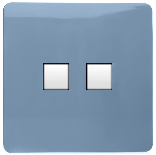 Trendi Artistic Modern Glossy Tactile Telephone Socket + Cat 5e&Cat 6 RJ45 PC Socket Sky