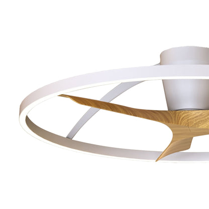 Nepal II 1m 44W LED Dimmable Light With Built-In 32W DC Reversible Fan, White/Wood Finish c/w Remote Control, 7700lm, 5yrs Warranty