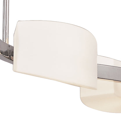 Mantra Lupa Telescopic Pendant Linear Bar 4 Light G9, Polished Chrome/Frosted White Glass