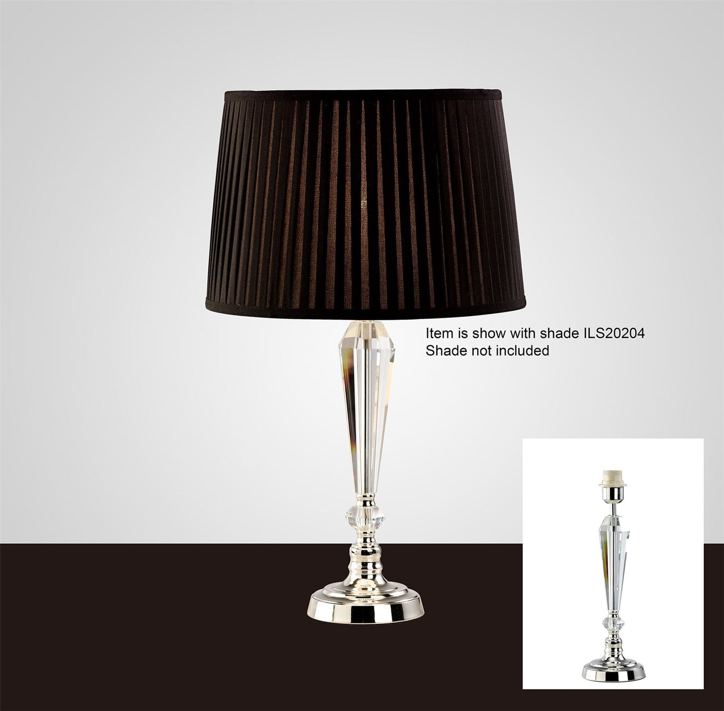 Diyas Freya Crystal Table Lamp WITHOUT SHADE 1 Light E27 Silver Finish