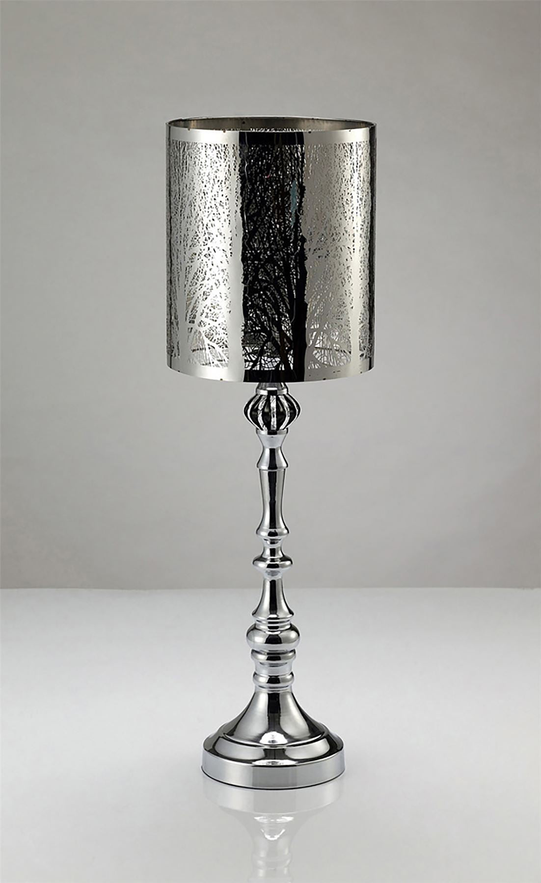 Diyas Home (DH) Amira Glass Art Candle Holder Large Polished Chrome/Pattern Mosaic