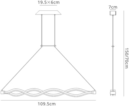 Mantra Sahara II Linear Pendant, 40W LED, 3000K, 3000lm, IP20, Chrome, 3yrs Warranty