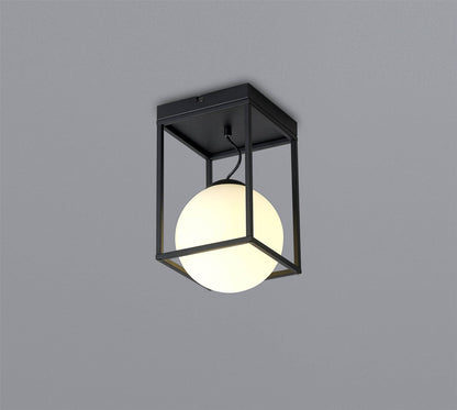 Mantra Desigual Small Short Semi Flush, 1 Light E27, Matt Black