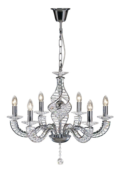 Diyas Santo 66cm  6 Light E14 Polished Chrome/Crystal Ceiling Pendant Light Fitting