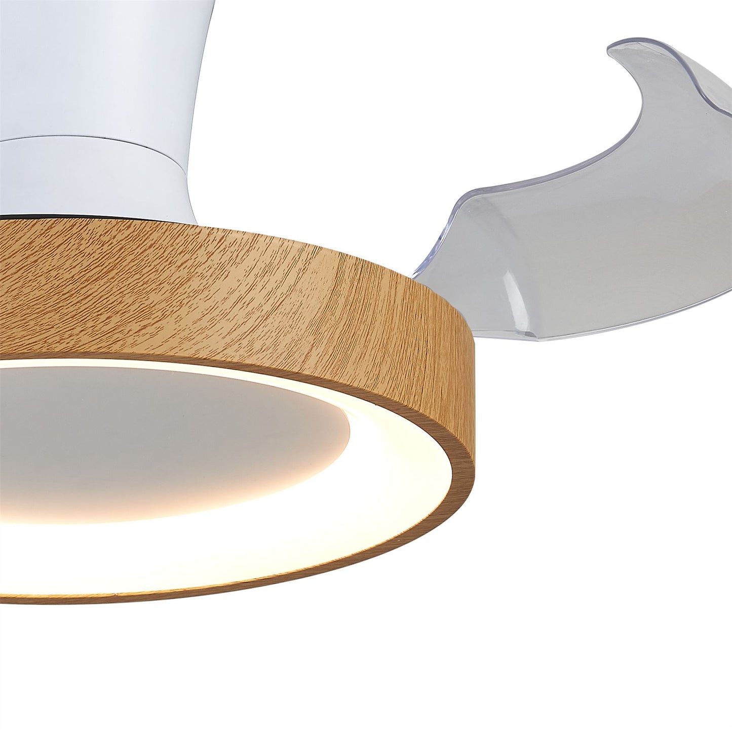Niseko Fan XS 33cm 25W LED Dimmable Ceiling Light With Built-In 25W DC Fan, 2700-5000K Remote Control, 2500lm, Wood/White, 5yrs Warranty