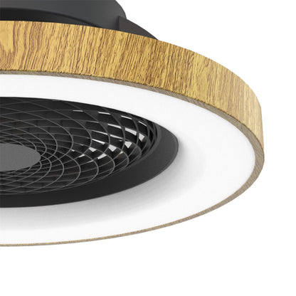 Tibet 65cm 70W LED Dimmable Ceiling Light With 35W DC Reversible Fan Remote, APP & Alexa/Google Voice, 3900lm, Wood Effect/Black, 5yrs Warranty