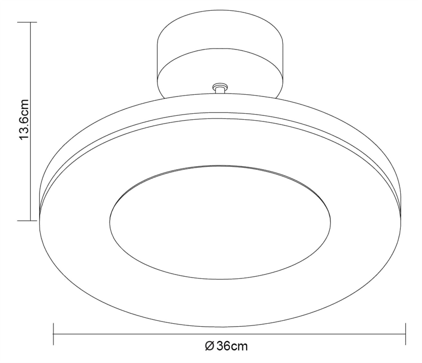 Mantra Discobolo 36cm LED Ceiling Light, 1800lm, Matt Black/Frosted Acrylic, 3yrs Warranty
