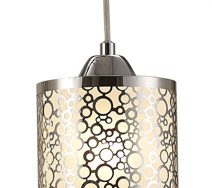 Deco Charon Circle Pattern Pendant 3 Light E27 Linear Polished Chrome