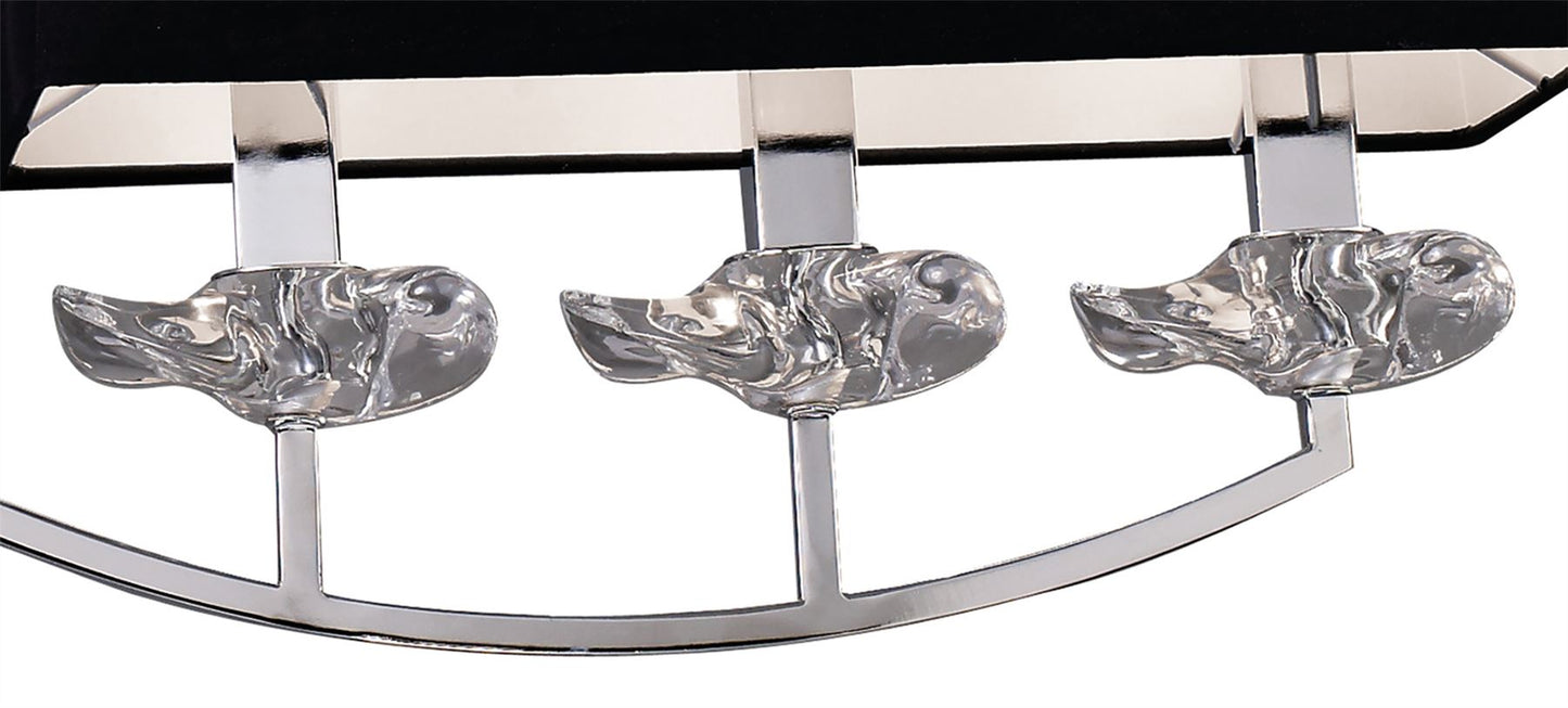 Mantra Akira Linear Pendant 2 Arm 6 Light E14, Polished Chrome with Black Shades