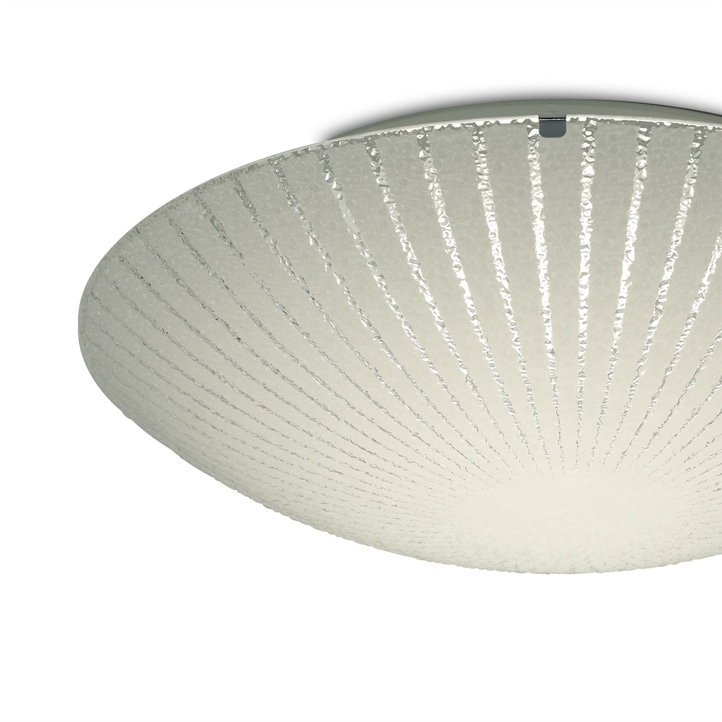 Deco Tassa 18W LED Medium Flush Ceiling Light, 400mm Round, 4000K 1500lm CRI80, Sunray Pattern Glass with Polished Chrome Detail