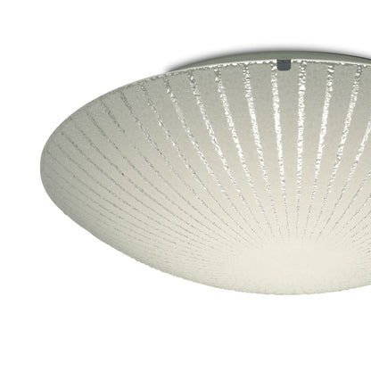 Deco Tassa 18W LED Medium Flush Ceiling Light, 400mm Round, 4000K 1500lm CRI80, Sunray Pattern Glass with Polished Chrome Detail