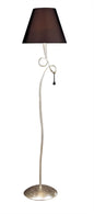 Mantra Paola Floor Lamp 1 Light E27, Silver Painted with Black Shade & Black Glass Droplets