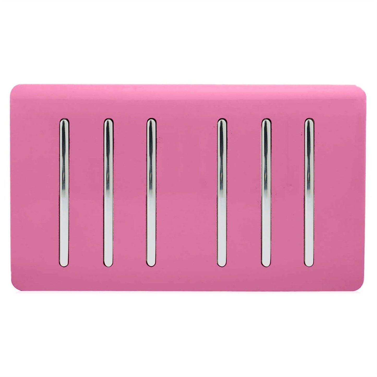 Trendi Artistic Modern Glossy 6 Gang 2 Way Rocker Double Plate Tactile Light Switch Pink