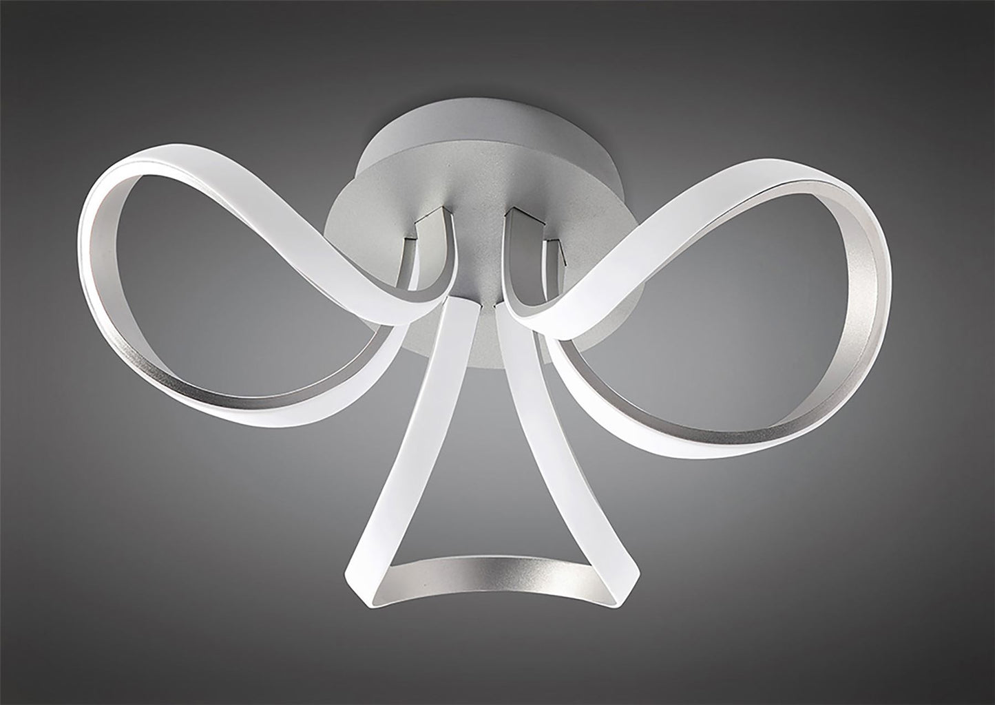 Mantra M4989 Knot Ceiling 36W LED 2 Looped Arms 3000K, 2850lm, Silver/Frosted Acrylic, 3yrs Warranty - M4989 Ceiling
