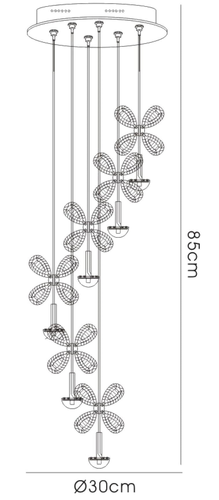 Diyas Aviva 30cm  6 Light 4000K LED Polished Chrome/Crystal Ceiling Pendant Light Fitting
