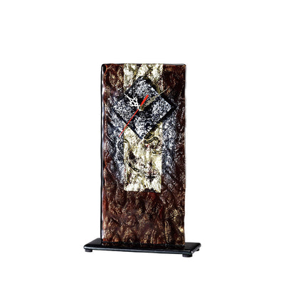 Diyas Home (DH) Alanis Glass Art Clock Black/Purple/French Gold Glitter