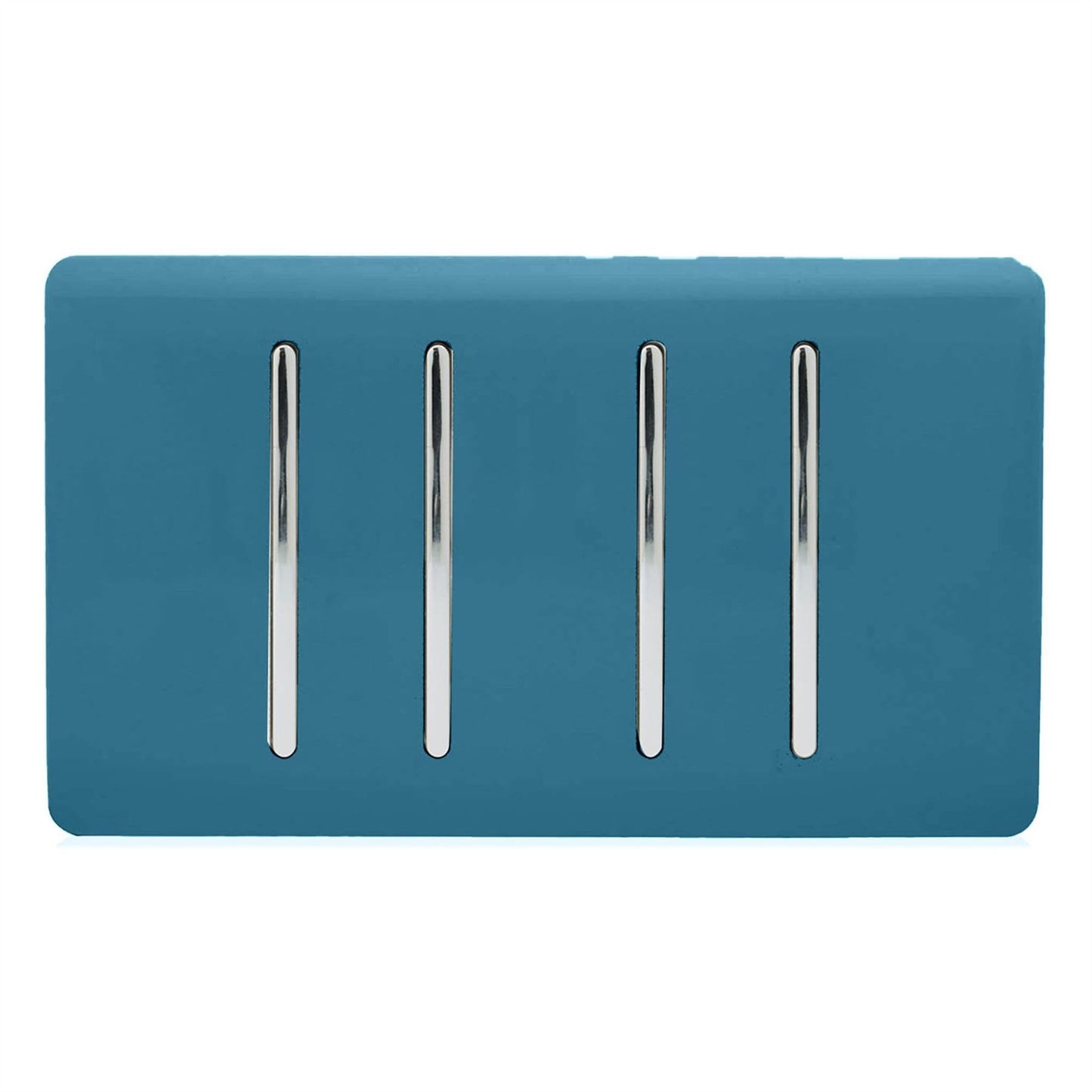 Trendi Artistic Modern Glossy 4 Gang 2 Way Rocker Double Plate Tactile Light Switch Ocean Blue
