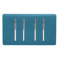 Trendi Artistic Modern Glossy 4 Gang 2 Way Rocker Double Plate Tactile Light Switch Ocean Blue