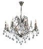 Diyas Pescara 85cm  Round 9 Light E14 Black Chrome/Crystal Ceiling Pendant Light Fitting