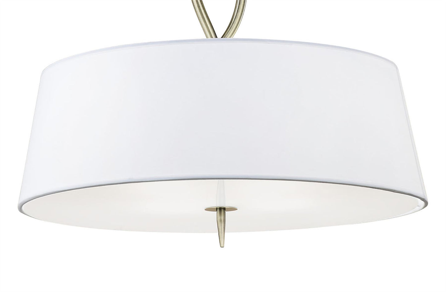 Mantra Ninette 60cm Pendant 4 Light E27, Antique Brass with Ivory White Shades