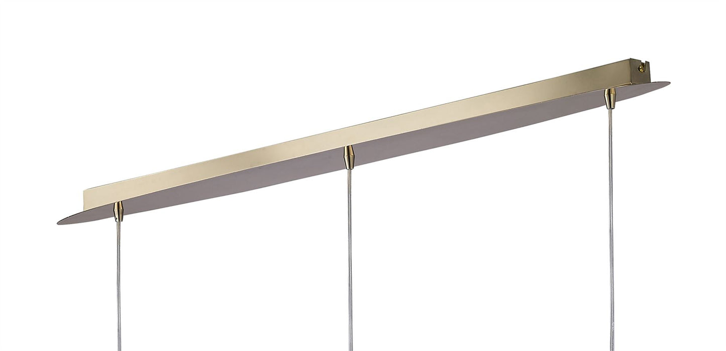 Mantra Tiffany Linear Pendant 3+3 Light E27+G9 Line, French Gold with Cream Shades & Clear Crystal