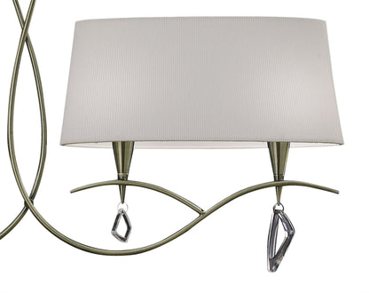 Mantra Mara Linear Pendant 2 Arm 4 Light E14, Antique Brass with Ivory White Shades