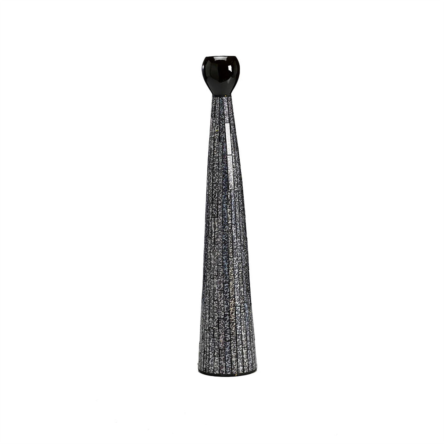 Diyas Home (DH) Silvia Mosaic Thin Vase Large Black/Chrome Mosaic