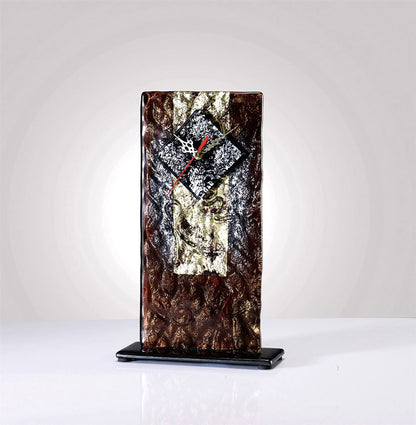 Diyas Home (DH) Alanis Glass Art Clock Black/Purple/French Gold Glitter