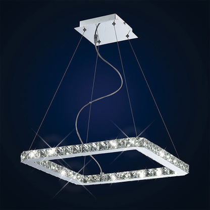 Diyas Galaxy  Square Small 24W LED 6000K Polished Chrome/Crystal Ceiling Pendant Light Fitting