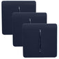 Trendi 1 Gang 2 Way 240V Screwless Artistic Modern Glossy 10 Amp Chrome Rocker Electrical Wall Light Switch in Navy Blue (3 pack)