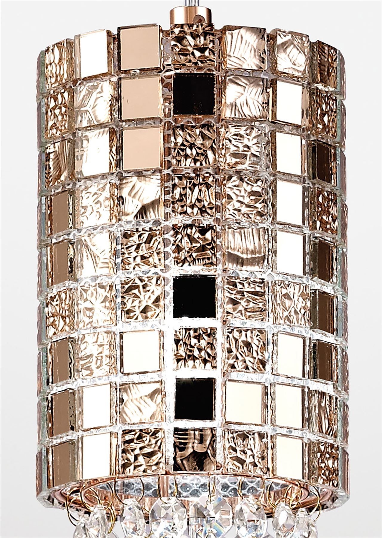Diyas Camden 10cm Single  1 Light G9 Rose Gold/Mosaic Glass/Crystal Ceiling Pendant Light Fitting