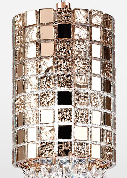 Diyas Camden 10cm Single  1 Light G9 Rose Gold/Mosaic Glass/Crystal Ceiling Pendant Light Fitting