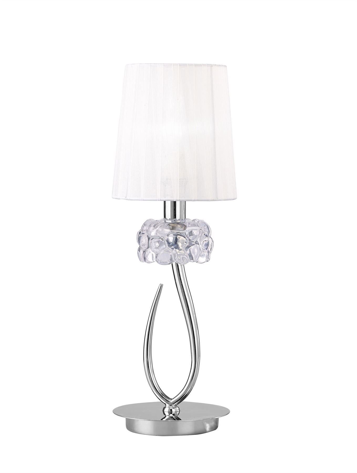 Mantra M4637 Loewe Table Lamp 1 Light E14 Small, Polished Chrome with White Shade