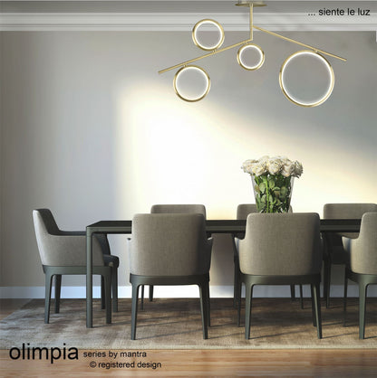 Mantra Olimpia Ceiling Light, 42W LED, 3000K, 3150lm, IP20, Satin Gold, 3yrs Warranty