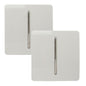 Trendi 1 Gang 2 Way 240V Screwless Artistic Modern Glossy 10 Amp Chrome Rocker Single Electrical Wall Light Switch in Ice White (2 pack)
