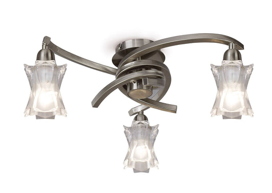 Mantra Alaska GU10 37cm Ceiling 3 Light L1/SGU10, Satin Nickel, CFL Lamps INCLUDED